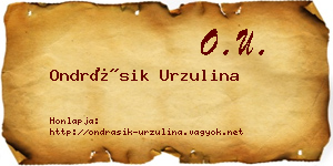 Ondrásik Urzulina névjegykártya